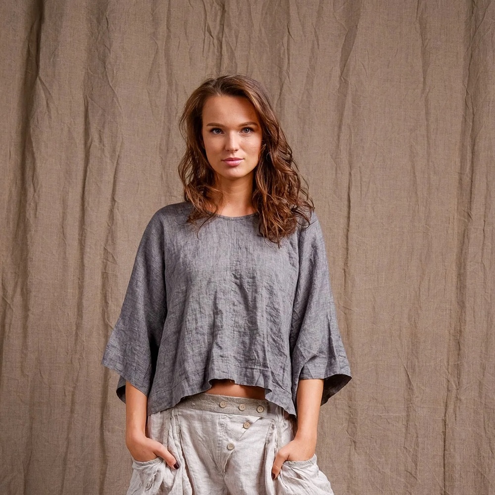 Yuvita linens Three-Quarter Sleeve Quotidian Top
